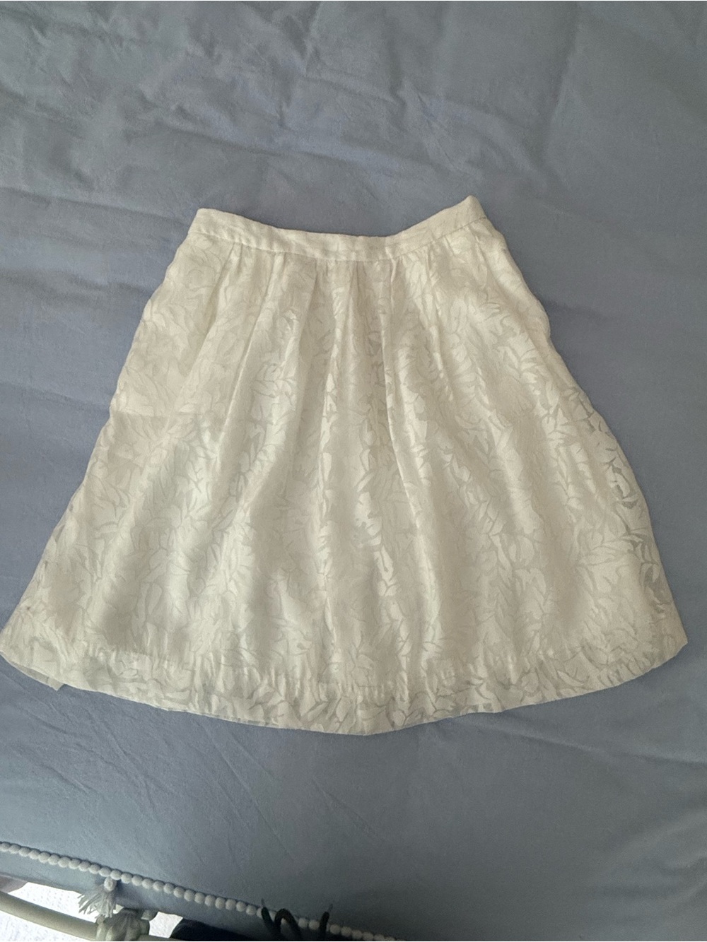J. Crew White Textured Floral Circle Skirt